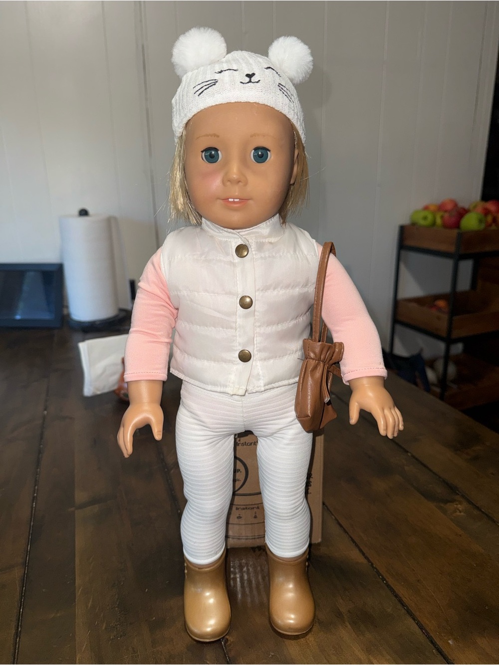 18" American Girl Doll Custom Blonde Short Hair with Bonus Winter Outfit & Purse